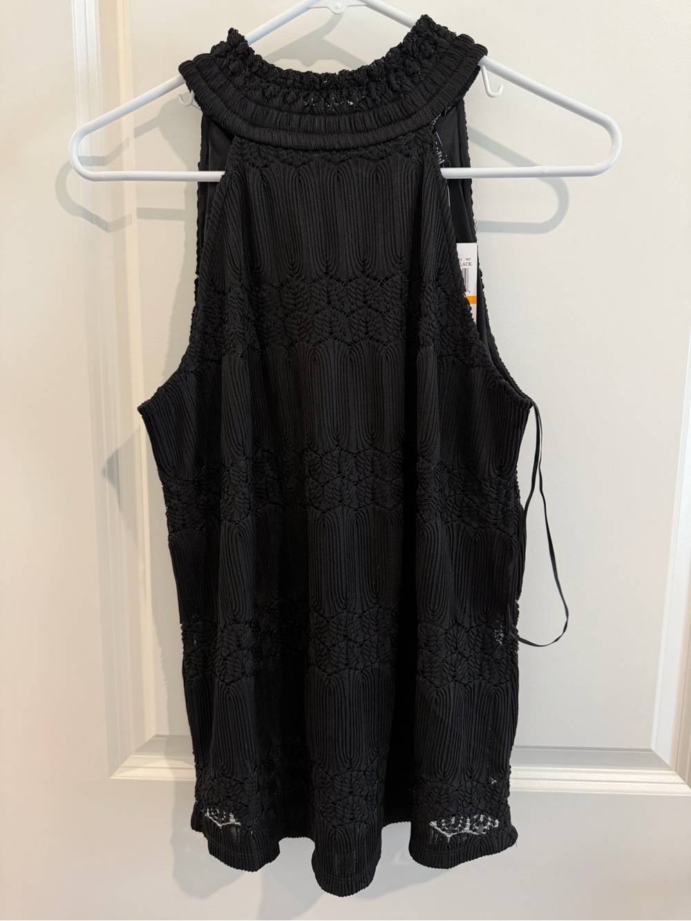 Cable & Gauge Black Crocheted Sleeveless Knit Top